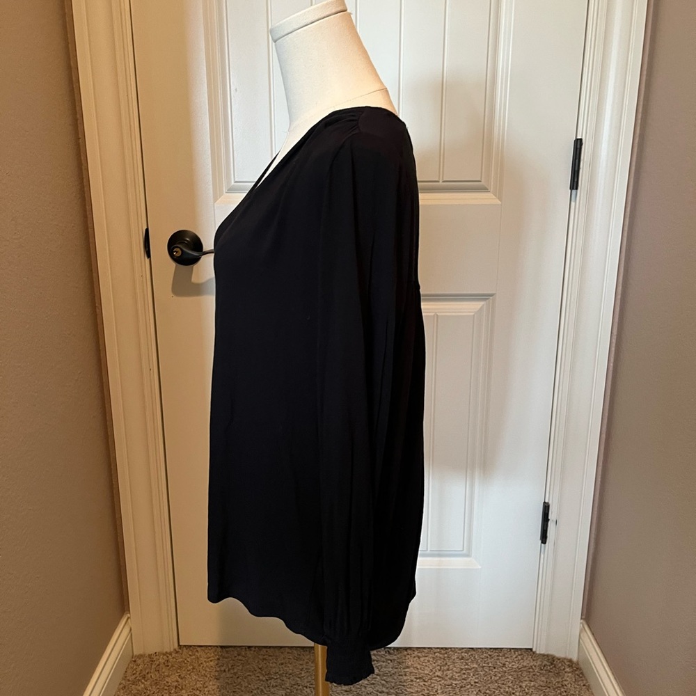 Bordeaux Black V-Neck Blouse - Picture 2 of 4